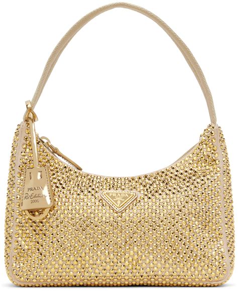 prada gold sparkly bag|bedazzled prada bag.